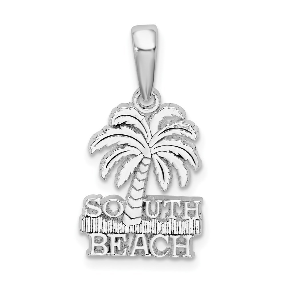 Sterling Silver Small Travel Theme South Beach Palm Tree Necklace Charm Pendant